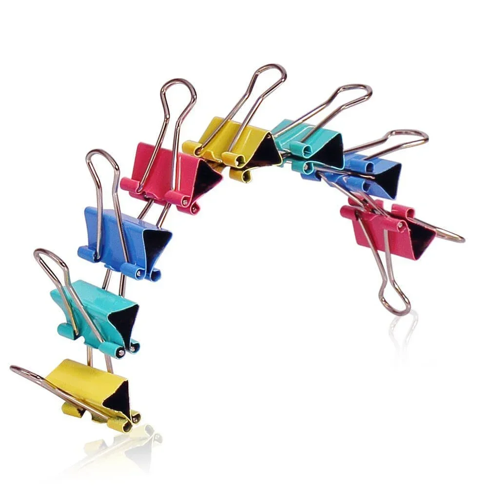 10PCS Metal Paper Clip 15/19/25/32mm Foldback Metal Binder Clips Black Grip Clamps Paper Document Office School Stationery