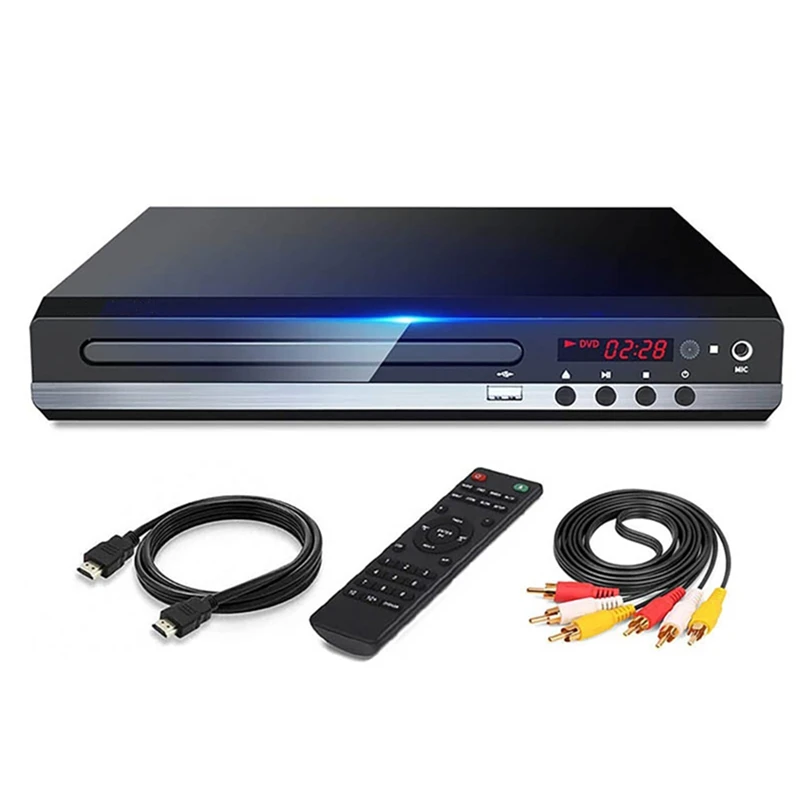 Lettore Dvd 1080P Hd Home Dvd Player Box Per Tv All Region Lettore Cd-Disk Dvd Gratuito Uscita Av Lettore Evd -- Spina Ue Nero