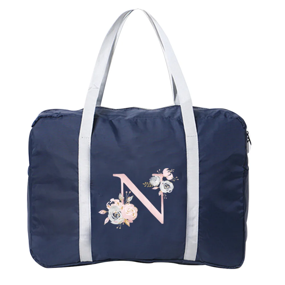 Travel Bag Unisex Foldable Duffle Bag Organizers Large Capacity Packing Portable Pink Flower Letter Printed Travel Accessories travel bags duffel bag