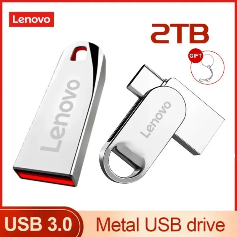 Lenovo Otg 2 In 1 Type-C Usb 3.0 Flash Drive 2Tb Pendrive 128Gb Cle Usb 1Tb Disco Rigido Esterno Pen Drive In Metallo Per Telefono/Tablet