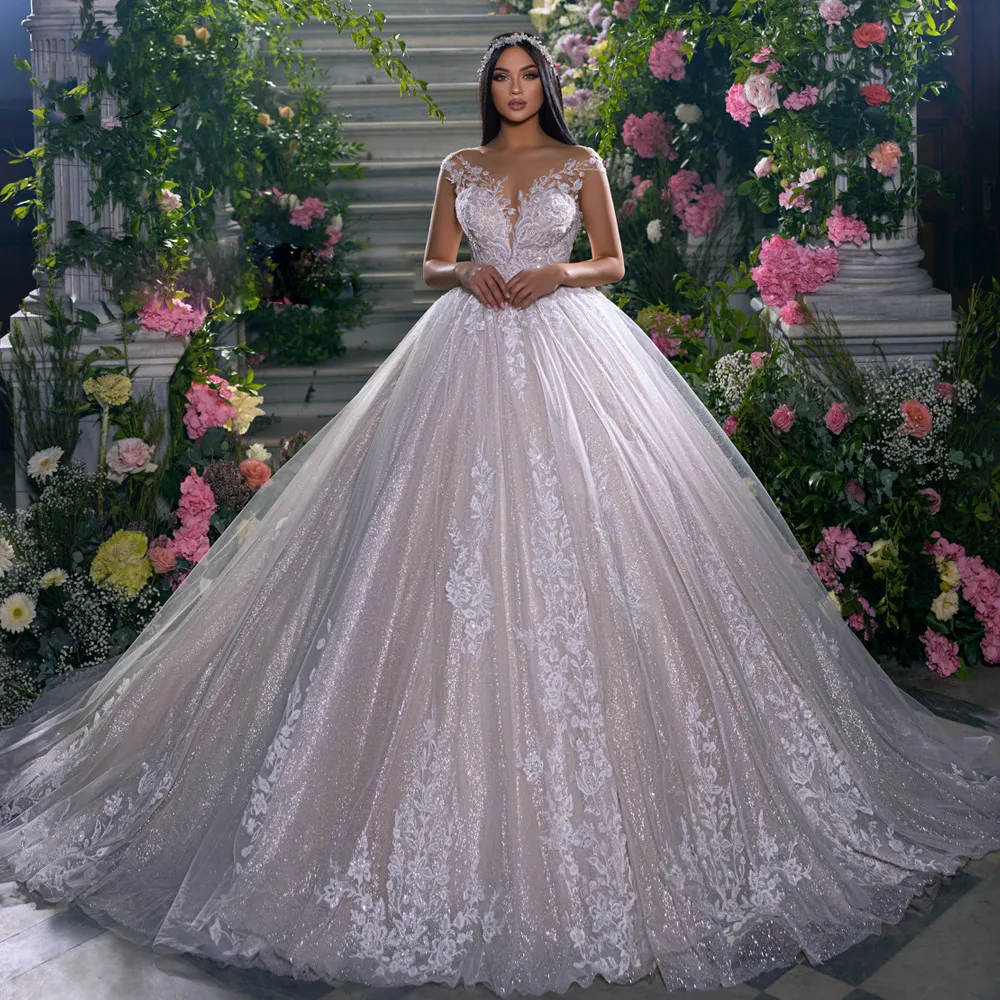 

Vintage Princess Ball Gown Wedding Dresses 2024 Sweetheart Cap Sleeve Vestido De Novia Lace Appliques Backless Bridal Gowns