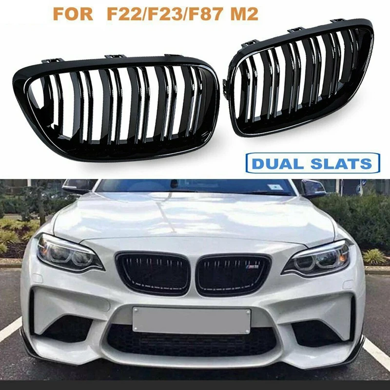 

Передний бампер, радиатор с двойной линией, Спортивная решетка для BMW M2 F87 F22 F23 2014-2018 220I 230I 235I, глянцевый черный