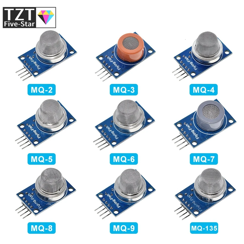 TZT 1/3PCS MQ-2 MQ-3 MQ-4 MQ-5 MQ-6 MQ-7 MQ-8 MQ-9 MQ-135 Erkennung Rauch Methan Flüssiggas Sensoren Modul für Arduino