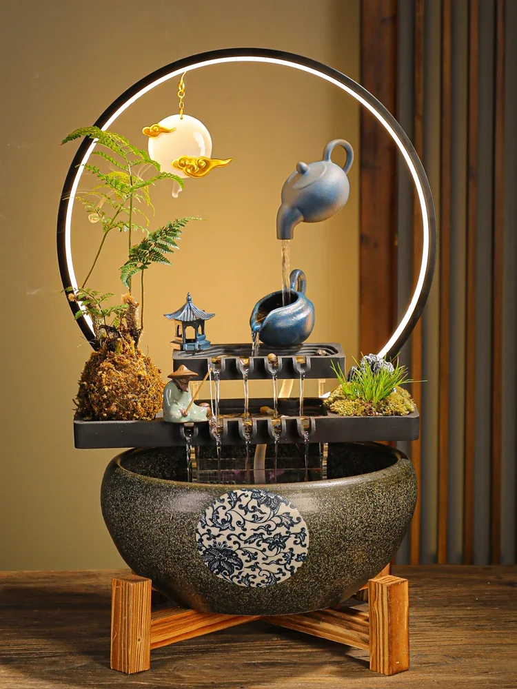 

Water ornaments circulating water office living room desktop landscape fish tank lucky creative home decoration gifts