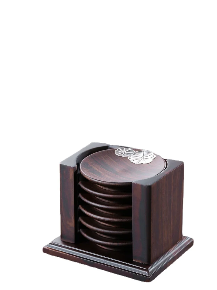 

Ebony Solid Wood Teacup Mat Cup Saucer Cup Holder Heat Proof Mat Coasters