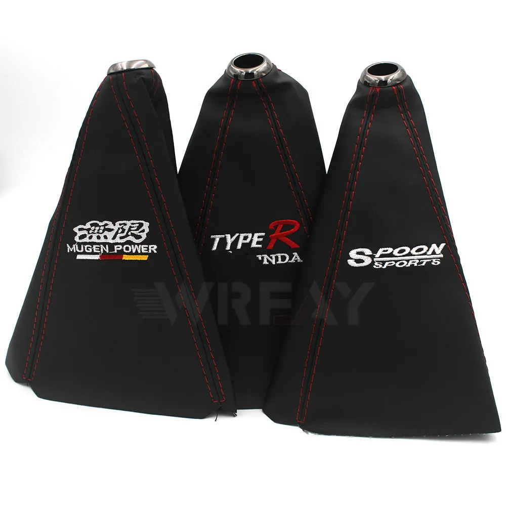 TYPE-R 스푼 뮤겐 범용 PU 가죽 기어 시프트 각반, 자동차 시프터 레버, 자동차 시프트 노브 부트 더스트 커버, 혼다 Ci용