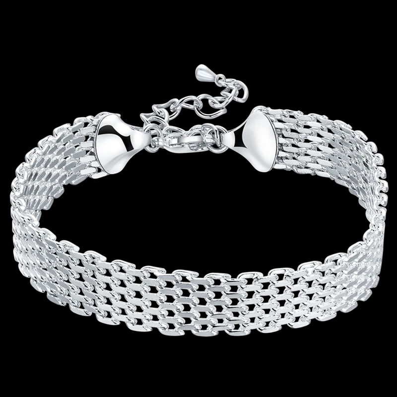 

Fashion Jewelry 925 Sterling Silver Bracelet Mesh Bracelet Woman Jewelry Gift