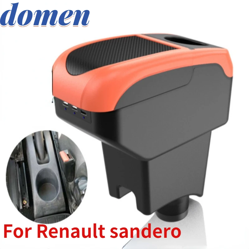 

New Storage Box For Renault sandero dedicated central storage armrest box USB Charging