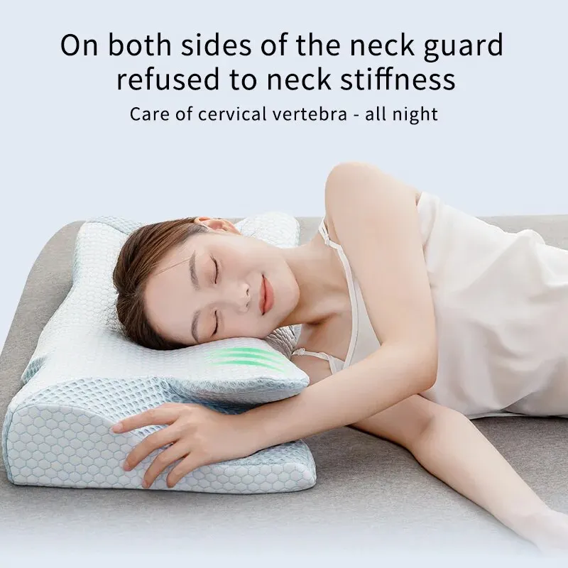 Ergonomic Memory Cotton Slow Rebound Cervical Protection Sleep Aid Ice Silk Butterfly Shaped Pillow