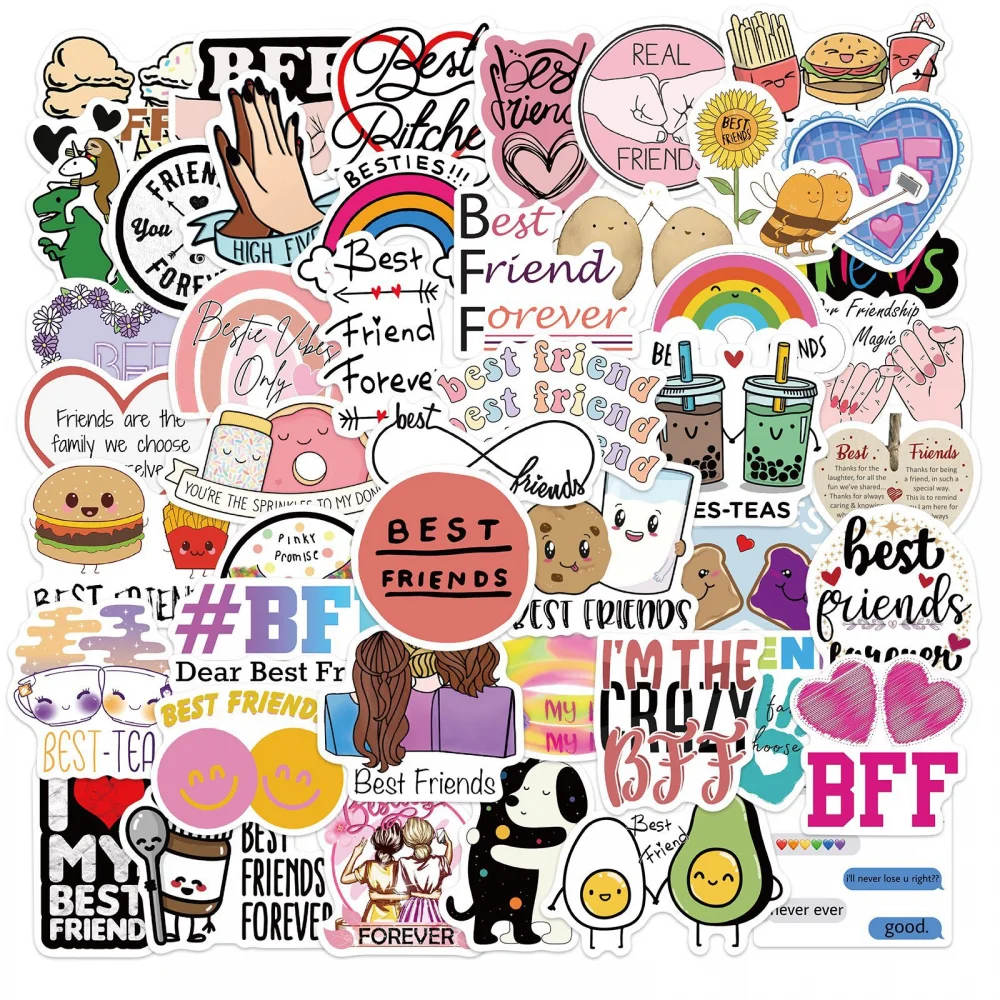 

200Sheets Friend Stickers Cute Friendship Vinyls Decals for Water Bottles Scrapbook Car Cups Laptop Bike Skateboard Luggage