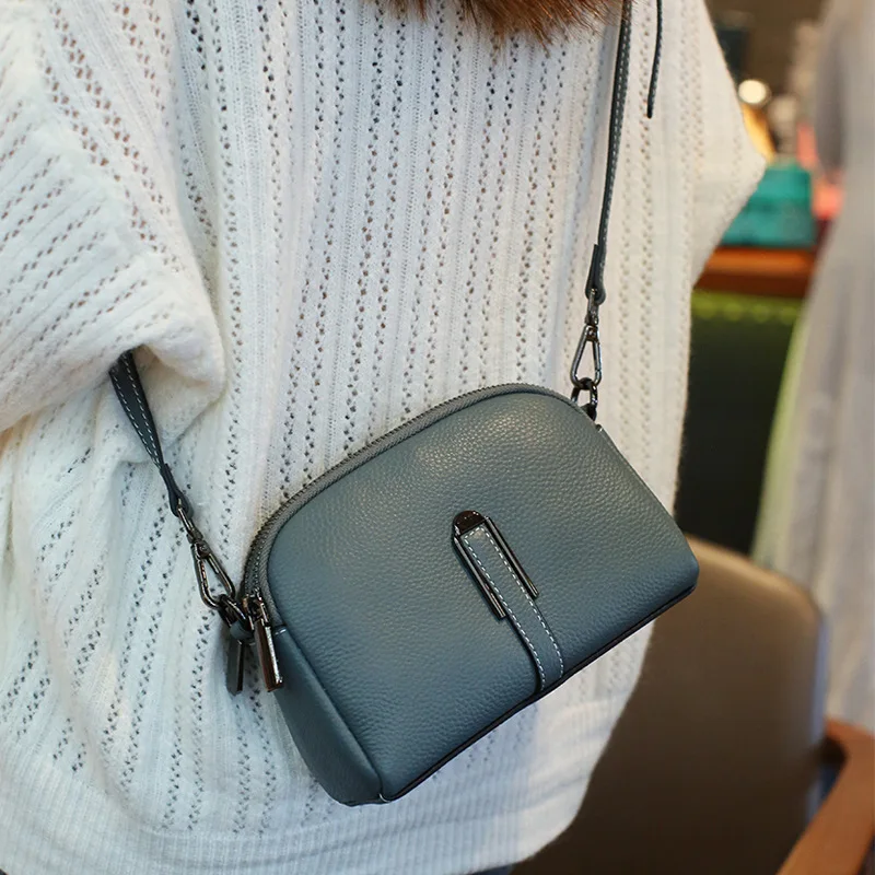 Top Layer Cow Leather Small Bag Women 2024 New Fashionable and Versatile Trend Crossbody Bag Ladies' Casual Shoulder Phone Bag