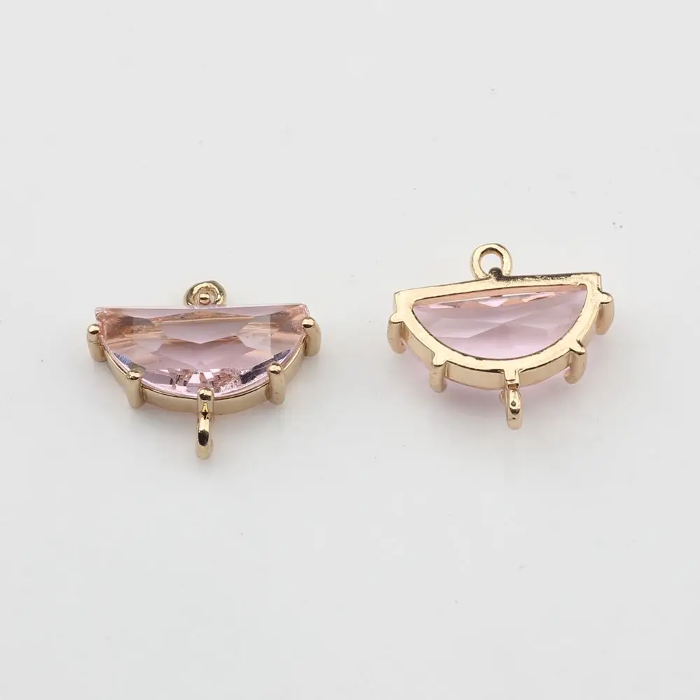Kupfer Zirkon Zirkon Kupfer vergoldet Kristall umrandet fächerförmige Charms Stecker 10 teile/los für DIY Schmuck machen Zubehör – Detail 28