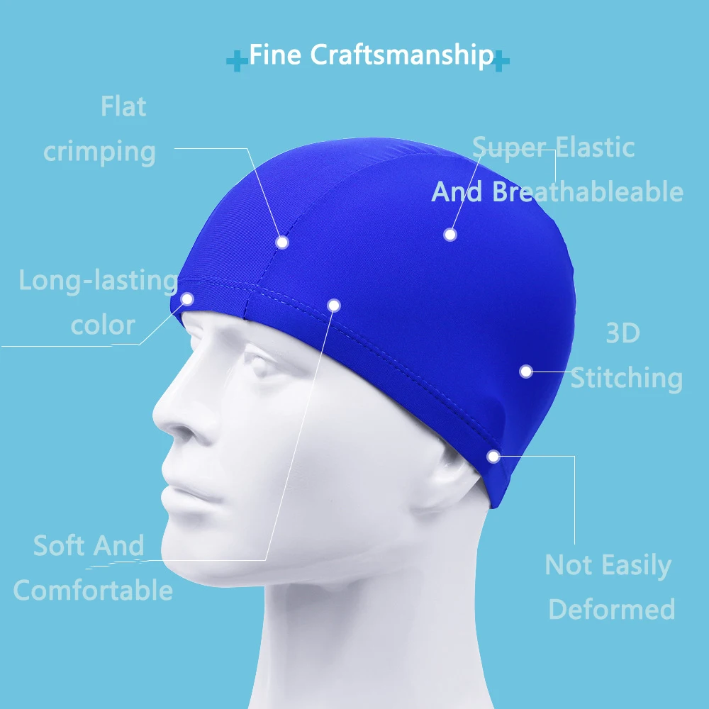 2023 Fashion Swimming Cap High Elastic Adult Universal Solid Color Flower Independent Packaging Cardboard Swimming_voghion.com