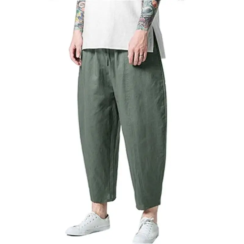 Men Cotton Linen Pants Comfortable Wide Leg Harem Plus Size M-4XL 5XL 6XL