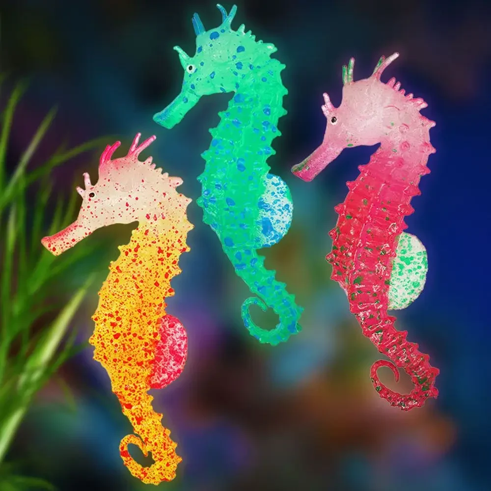 

Artificial Glowing Fish Aquarium Decor Fake Hippocampus Float Ornament Simulation Silicone Sea Horse Fish Tank Landscape Decor