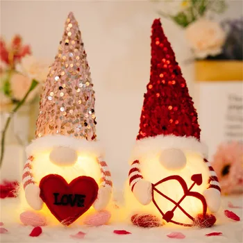 Valentine's Day Decorations Glowing Gnome Faceless Doll Ornaments Plush Knitted Love Faceless Dolls Holiday Party Surprise Gift 1