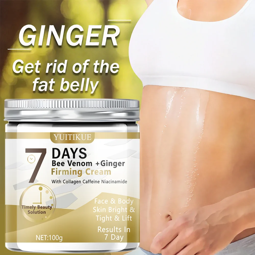 Bee Venom Ginger Firming Cream contains collagen, caffeine, and niacinamide to brighten and firm the skin on the face and body.