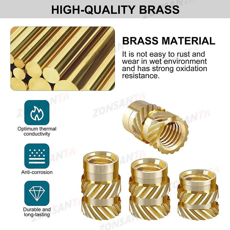 Brass insert nut Brass Insert Knurled Thread Nuts M1 M1.4 M1.6 M1.7 M2 M2.5 M3 M4 M5 M6 M8 Hot Melt Heat Molding Embedment Copper 3D Printing Nut