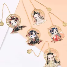 

Creative Cartoon Anime Metal Bookmark Retro Hollow Tassel Pendant Book Clip Pagination Mark Stationery School Students Supplies