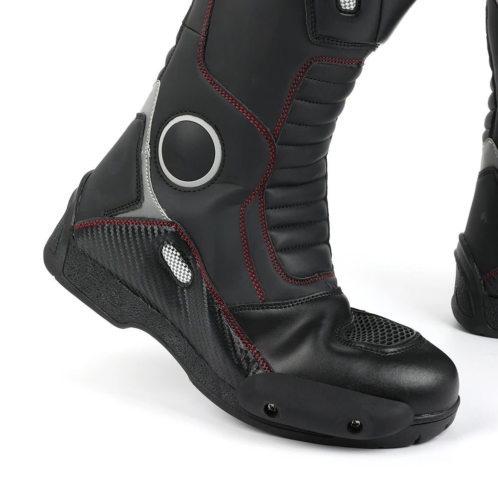 Motorcycle Riding Men Boots Professional Racing Shoes Road Breathable Leather Wear-resistant Boots Non-slip Safety Breathable