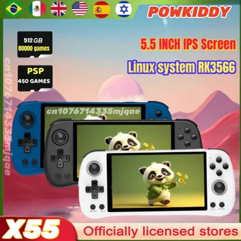 POWKIDDY X55 console per videogiochi portatili retrò da 5.5 pollici sistema Linux TV HDMI Retro Player 512G 90000 giochi PSP PS1Gift 1