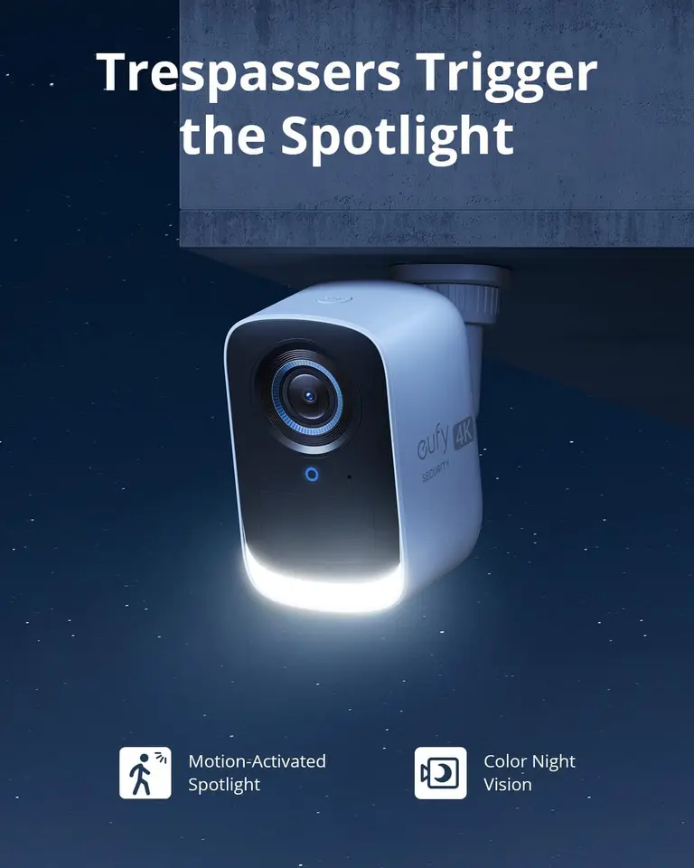 eufy secury eufyCam 3C 1-Cam K Telecamera di sicurezza Esterna Wireless 4K mini telecamera IP Faretto Archiviazione locale Visione notturna a colori  30