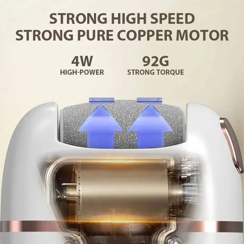 Pedicure Machine Portable Electric Foot Callus Remover, Type-C Rechargeable 2 Speed Feet Heel Dead Skin Grinder 3 Heads