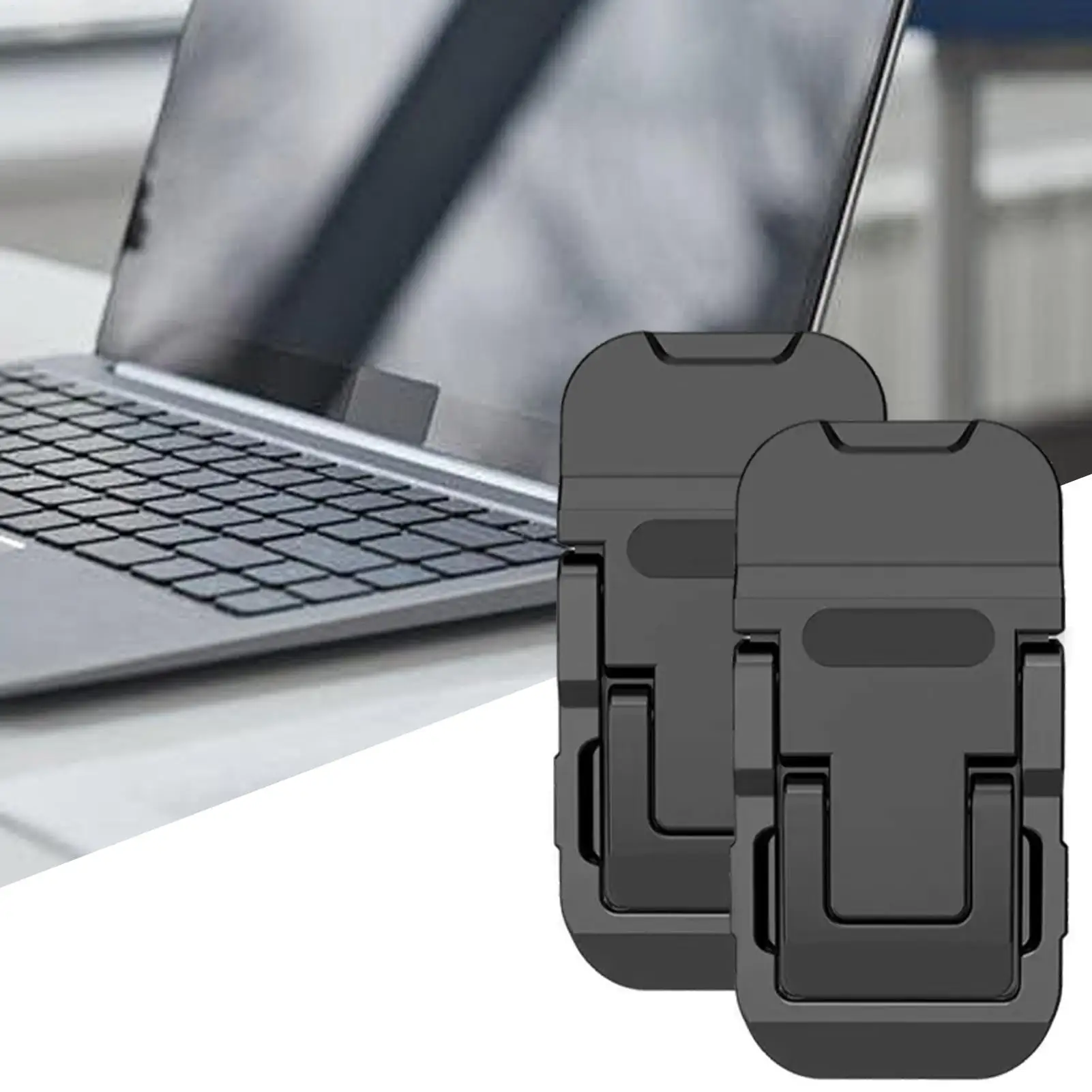 2Pcs 미니 접이식 노트북 스탠드 조절 가능한 각도가 있는 휴대용 컴퓨터 키보드 라이저 자체 접착식 보이지 않는 노트북 스탠드