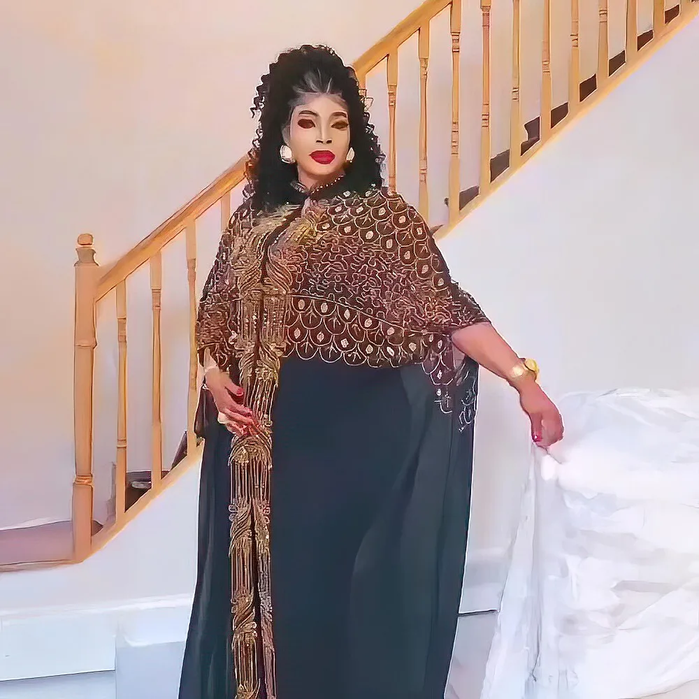 Set of 2 african dresses for woman party rhinestone turkey dresses elegant african dress