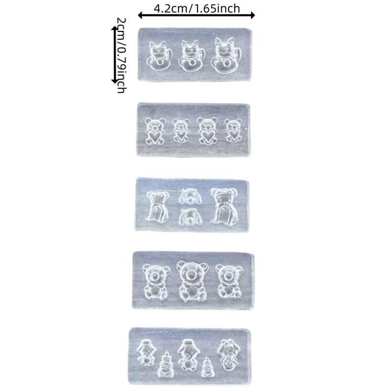 5 Pack*3D Cats&Dogs Nail Mold Transparent Silicone Carving Mould DIY UV Gel Nails Silicone Mould For Manicure Decora Tool(4*2CM) 3