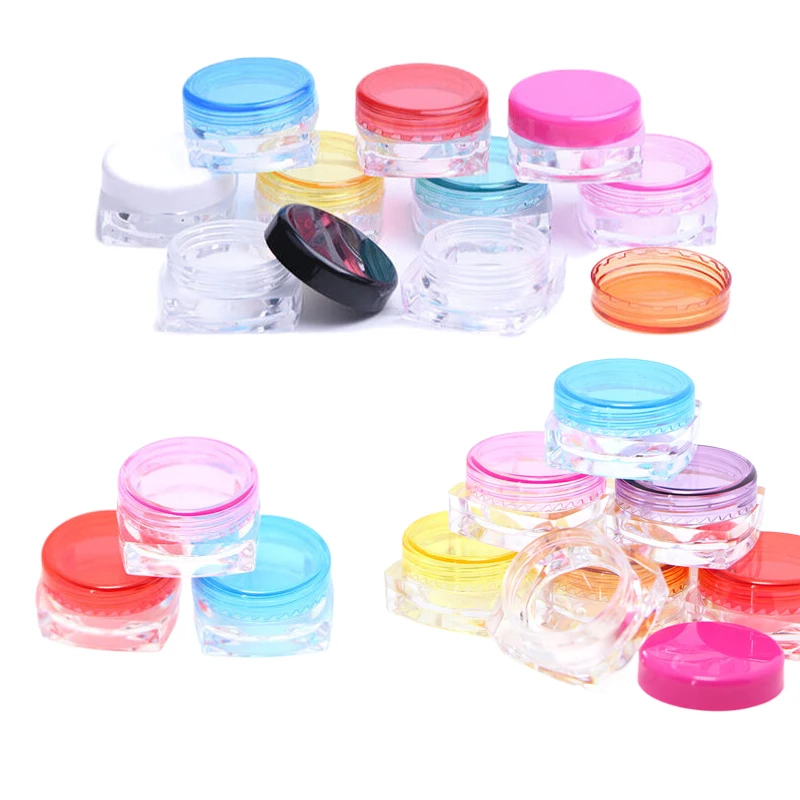 

50Pcs 3g 5g Clear Square Cosmetic Jars Sample Pots Plastic Make up Containers For Lip Balm Powder Creams Jewelry Eye Shadow