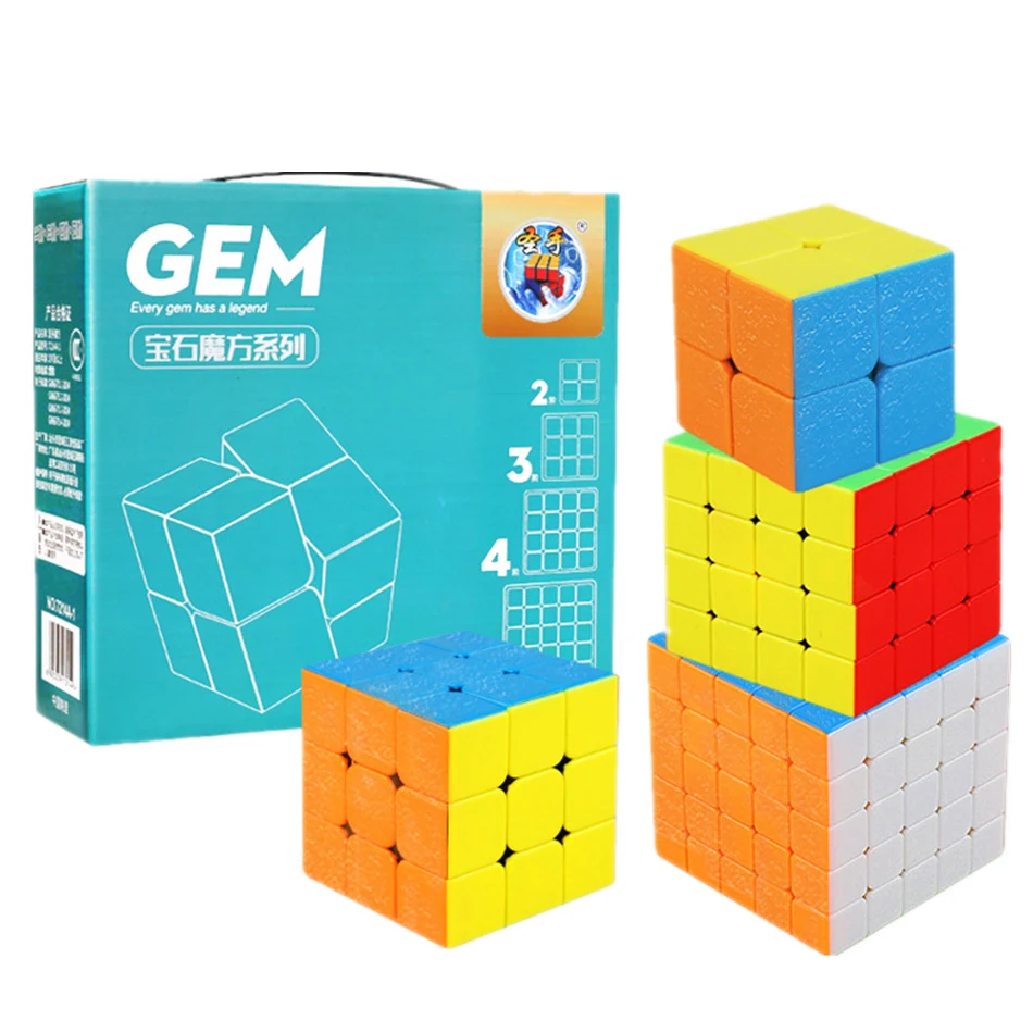 

Shengshou GEM 4pcs/Set 2x2 3x3 4x4 5x5 Magic Cube 3x3x3 4x4x4 5x5x5 2x2x2 Puzzle Cube Gift Box Educational Toy