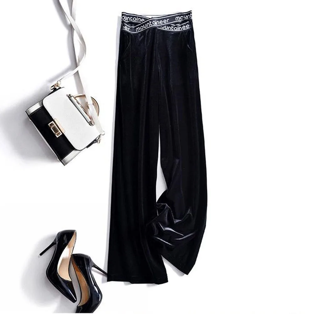 Golden Velvet Wide-leg Pants For Women In Autumn And Winter Are Loose And Slim. Straight Micro-trumpet Fashion Casual Pants.