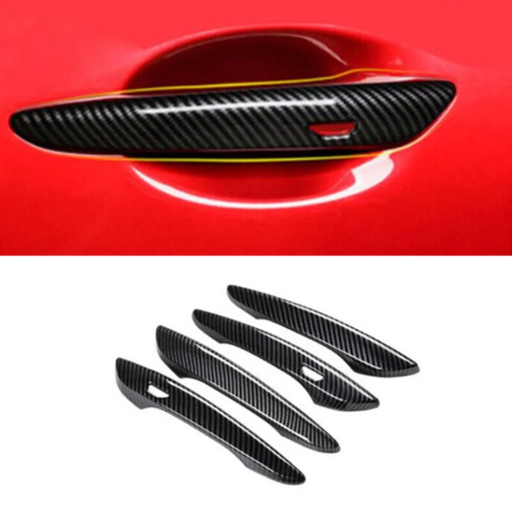 4x Black Chrome Carbon Fiber Exterior Car Door Handle Frame Panel Cover Trim ABS Sticker For Mazda 3 BP CX30 CX50 CX60 CX80 CX90