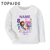 1 2 3 4 5 6 7 8 9 Years Birthday Girls T shirt Cute Gabbys Doll House Customize Name Kids T-shirts Baby Long Sleeve Clothes Gift 4