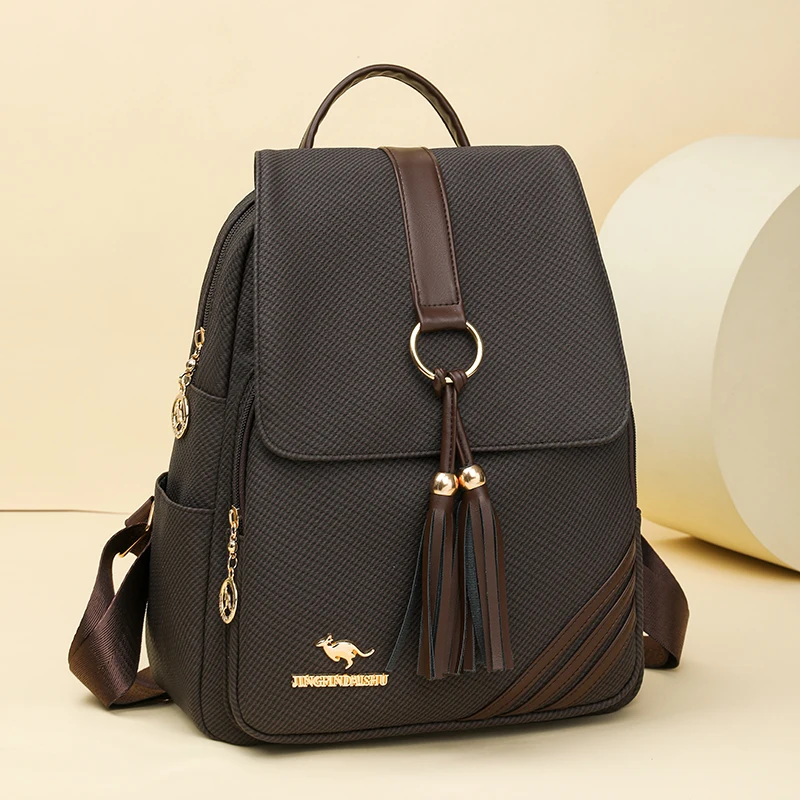 Zaino da donna di tendenza della moda 2025 Zaino da donna in morbida pelle di grande capacità Borsa a tracolla impermeabile Borsa di design famoso - immagine 6