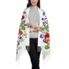 Custom Poland Folk Flowers Scarf Wrap Women Long Winter Warm Tassel Shawl Unisex Polish Floral Art Scarves 3