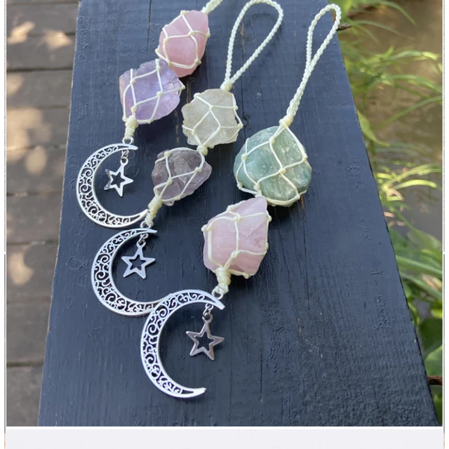 Természetes Gyógyító Kristály Medál Függő Autó Varázsa Amazonite Quartz Lógó Hold Drágakő Kő Kültéri Kerti Dekoráció - Image 5