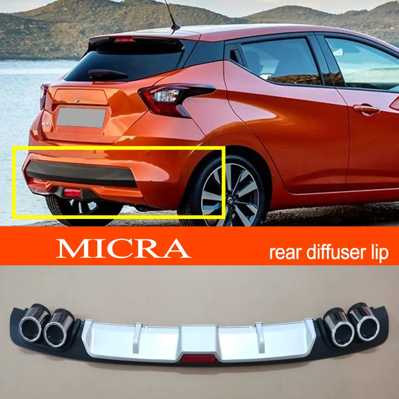 Micra Plástico Abs Prata/preto Carro Amortecedor Traseiro Difusor