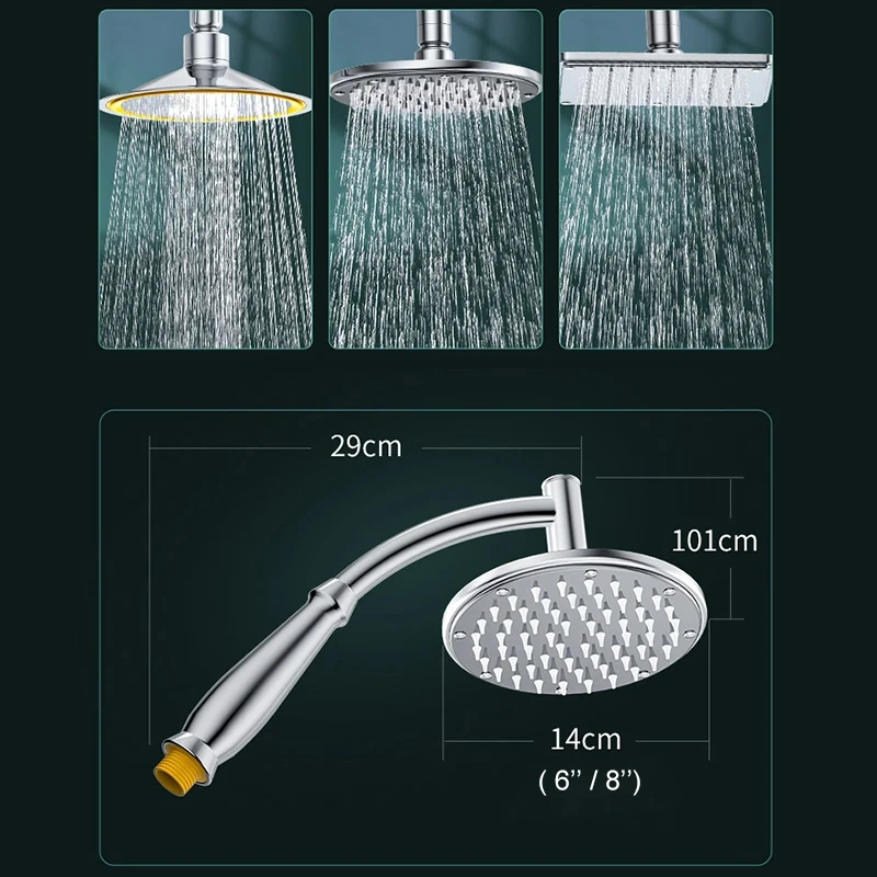 Bathroom 6 inch roundness quadrate shower head ABS Chrome shower head water saving bathroom rain spa square handheld Shower Set 2