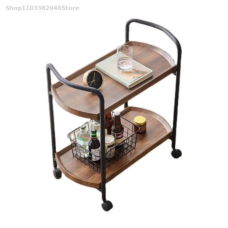 Hotel Restaurant Delivery Car Double Wooden Wine Car Tea Dessert Cake 4s Shop Mobile Cart