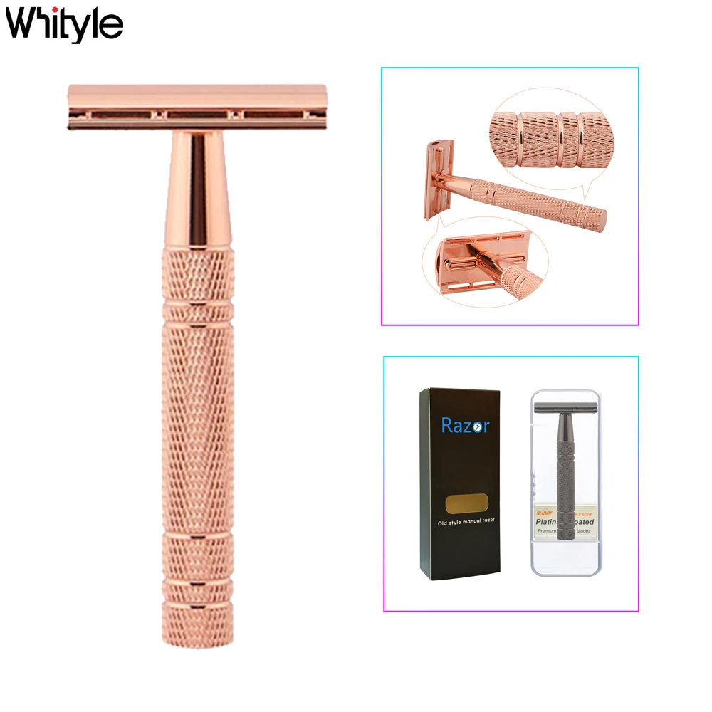 Whityle 06T 뜨거운 판매 친환경 안전 면도기 알루미늄 합금 습식 면도 면도기 플래티넘 블레이드 1 면도기 5 블레이드..