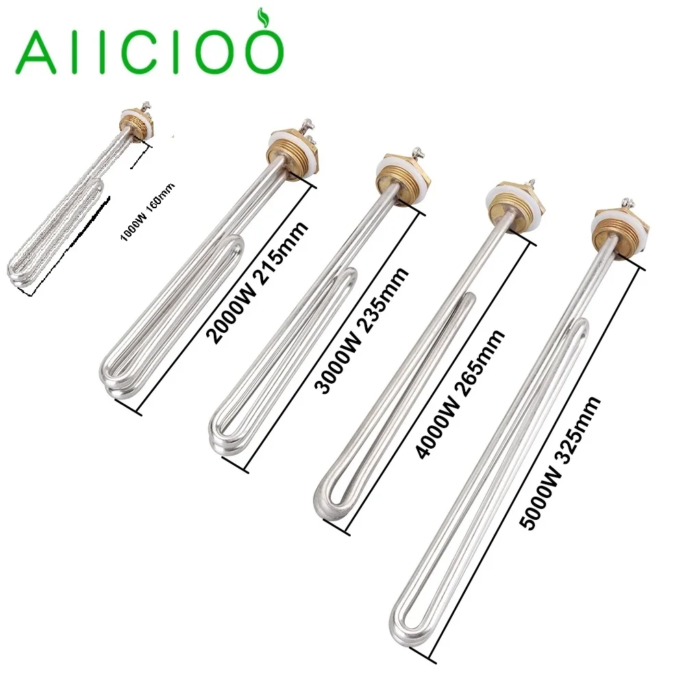 Aiicioo Elemento de Aquecimento Elétrico de Água Booster Caldeira Aquecedor Tubular ac Dn25 1kw 2kw 3kw 4kw 5kw