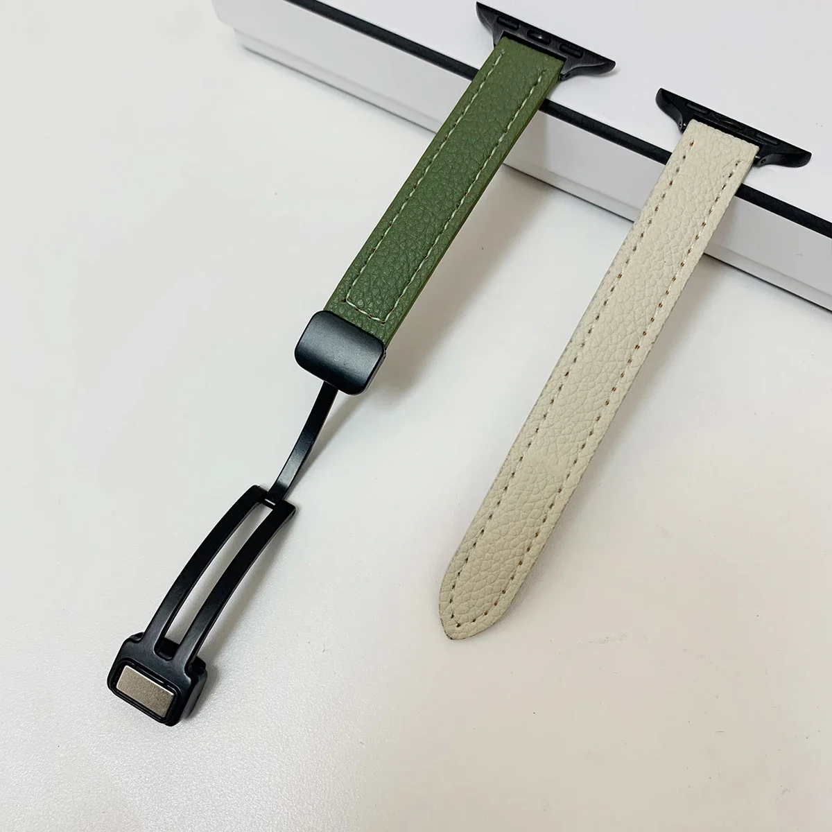 Elegant Leather Magnetic Strap with Slim Folding Buckle