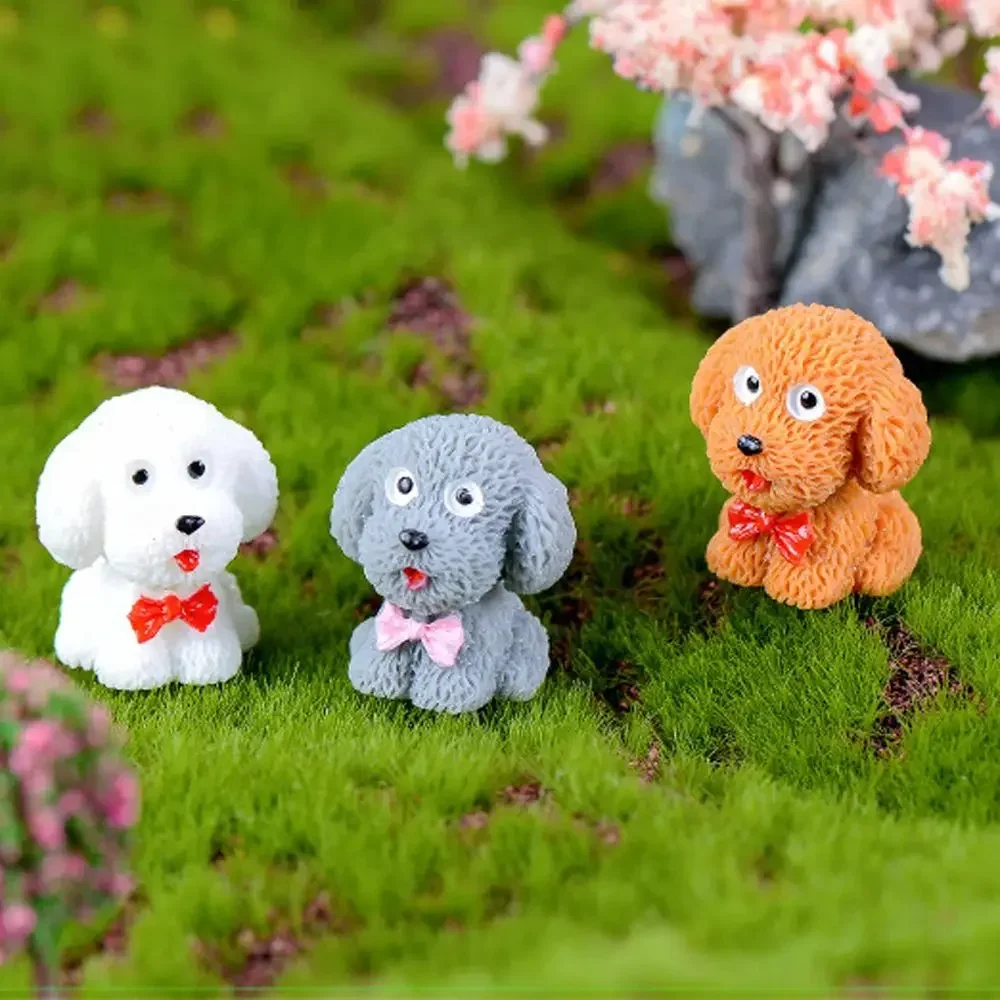 4 pezzi Mini figurine di cani carini artigianato in miniatura giardino delle fate fai da te camera da letto per bambini soggiorno ornamento per auto decorazione della casa