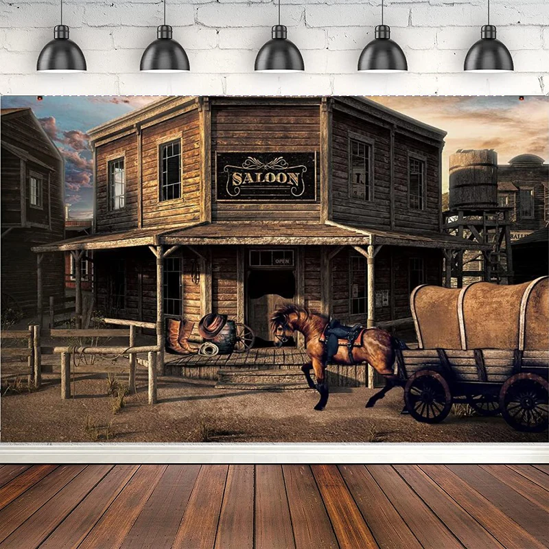 Vintage Western Photography Fondale Retro Rodeo Farmhouse House Barn Door Country Cowboy Birthday Baby Shower Background