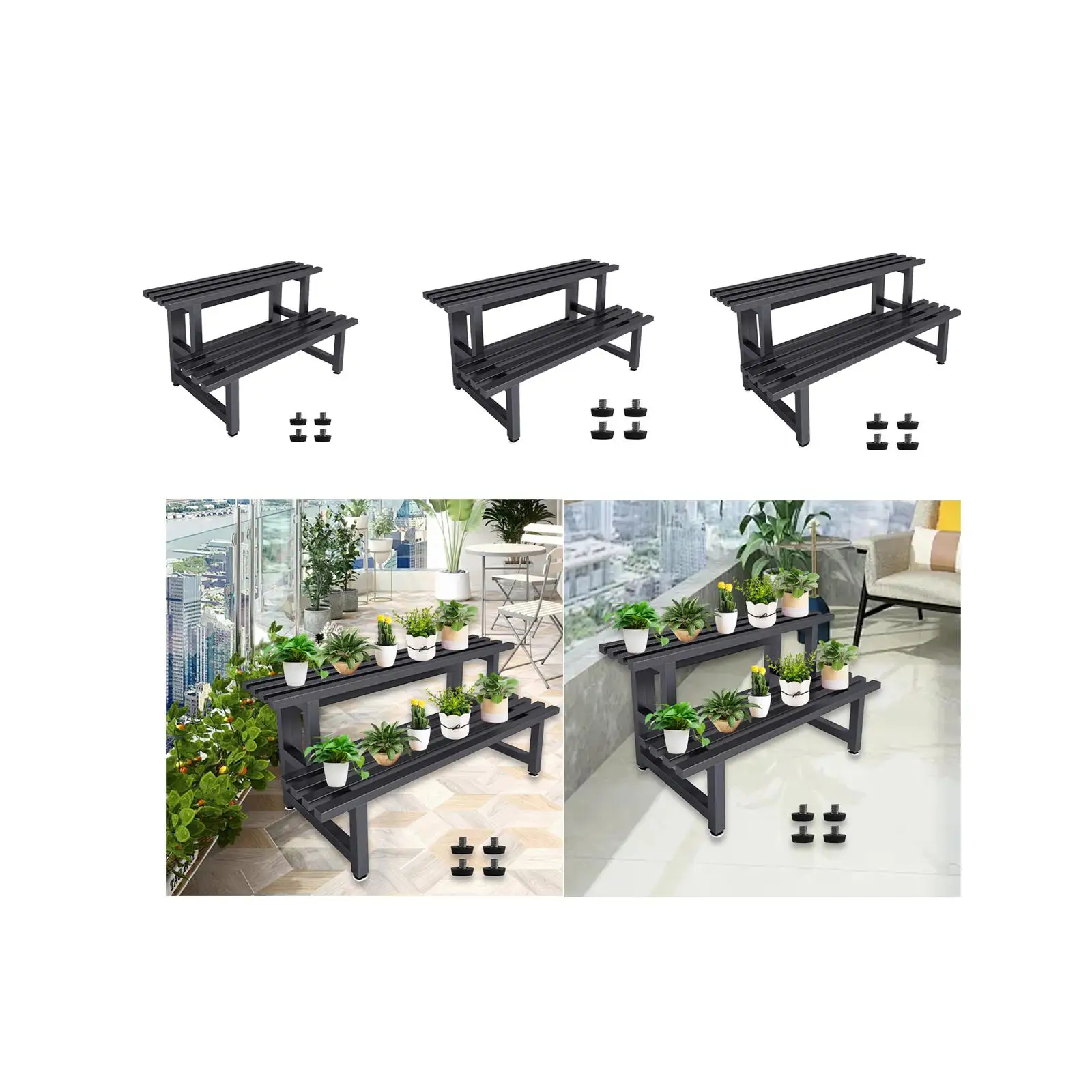 2 Tier Plant Stand Ladder Design Practical Stable Planter Display Shelf for Indoor Outdoor Living Room Patio Balcony Farmhouse