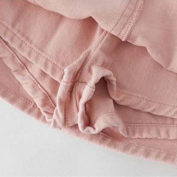 Fashion A- Line Cargo Pocket Design Denim Skirt Women's Anti-Exposure Sheath Skirt High Waist Slimming Streetwear Pink Skirts