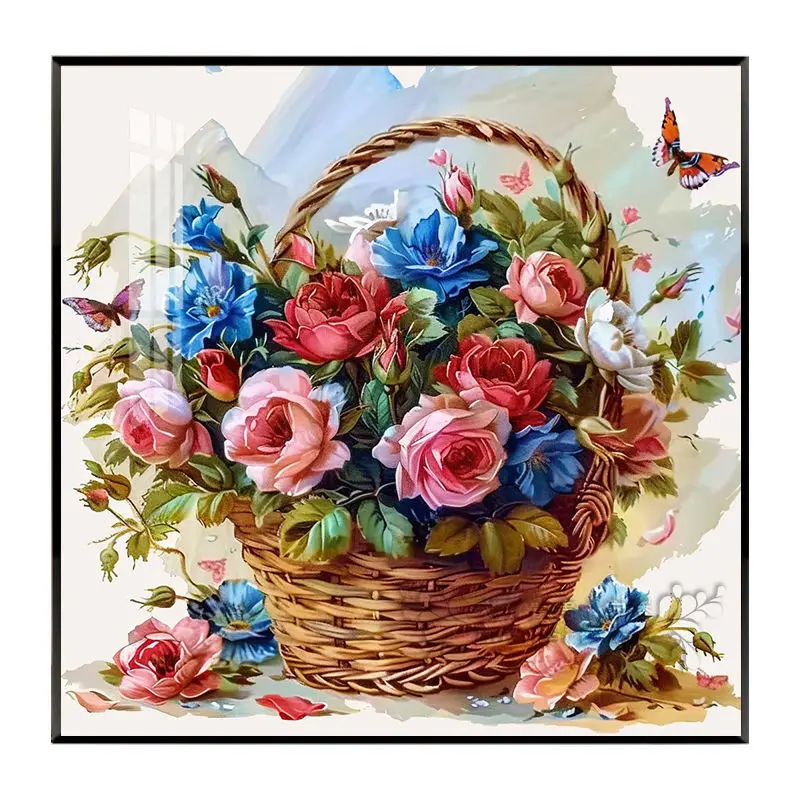 Handmade cross stitch completes wall flower home decoration. Pre paid deposit link for shipments within 2-5 months