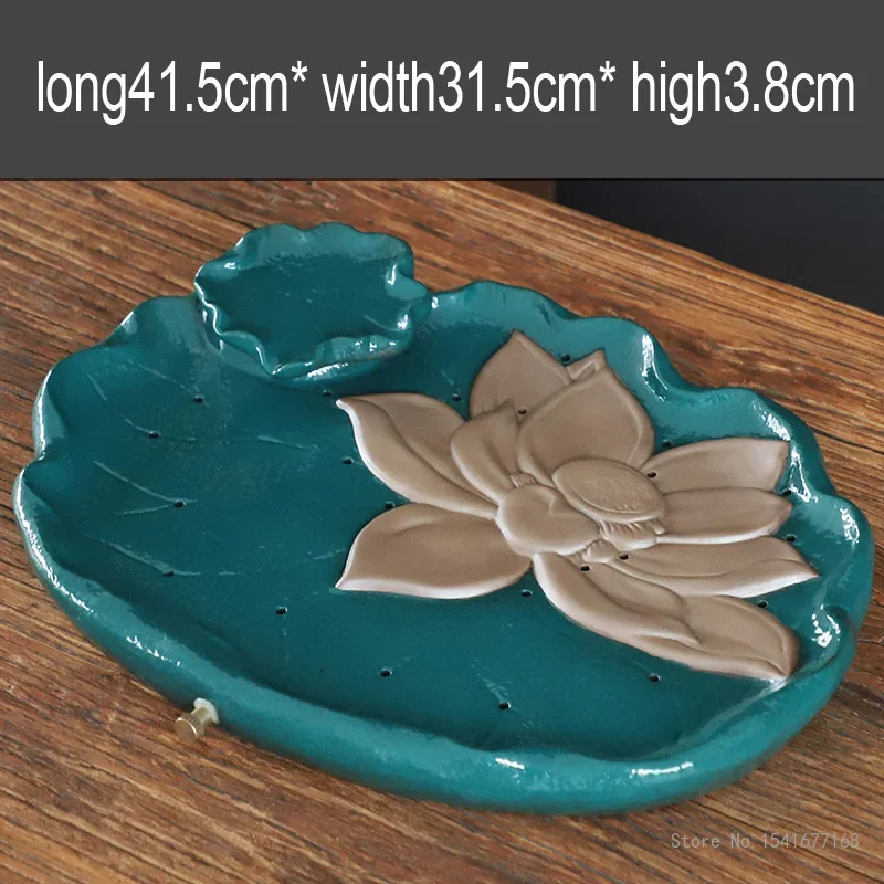 Creative Kung Fu Lotus shaped Tea Tray, Chinese Style Purple Sand, Water Storage, Indoor living room Tea Room Decoration, 1Pc